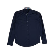 Solid Cotton Stretch Button Down Shirt w/ Abstract Trim Button Down Shirts Eight-X