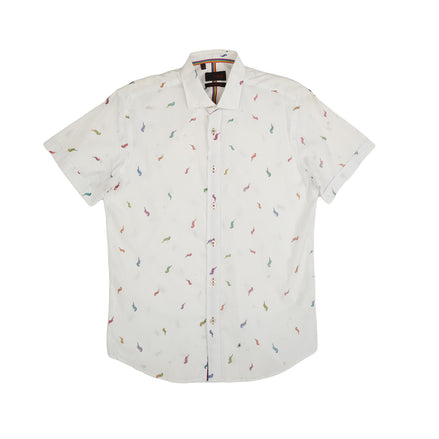 Parrot Punch Foil Short Sleeve Shirt - White Shirts Eight-X