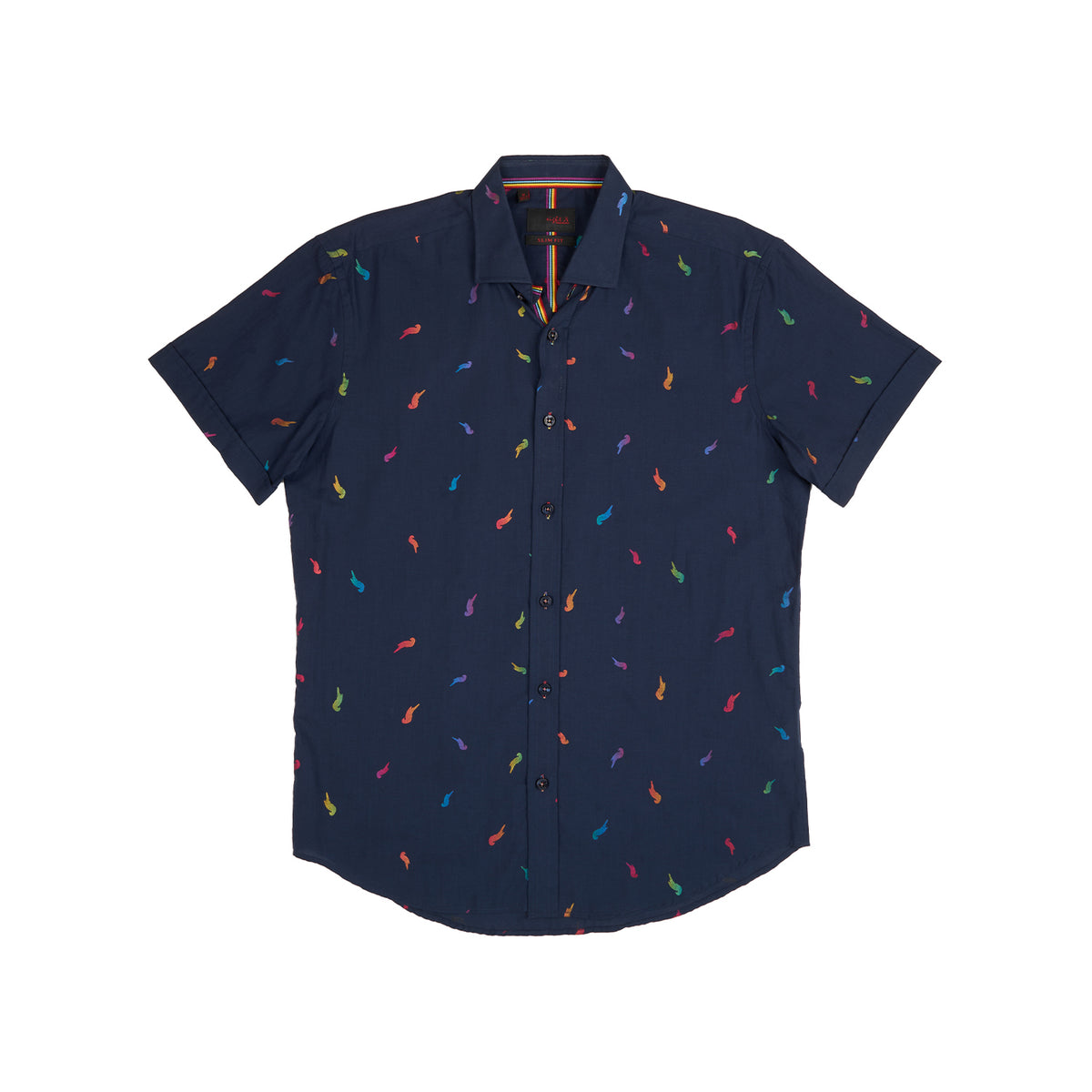 Parrot Punch Foil Short Sleeve Shirt - Navy Shirts Eight-X