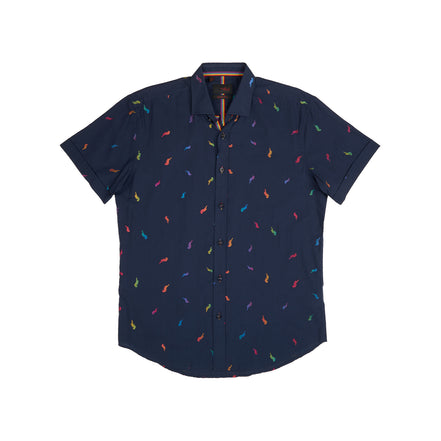 Parrot Punch Foil Short Sleeve Shirt - Navy Shirts Eight-X