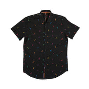 Parrot Punch Foil Short Sleeve Shirt - Black Shirts Eight-X