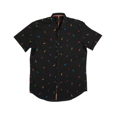 Parrot Punch Foil Short Sleeve Shirt - Black Shirts Eight-X