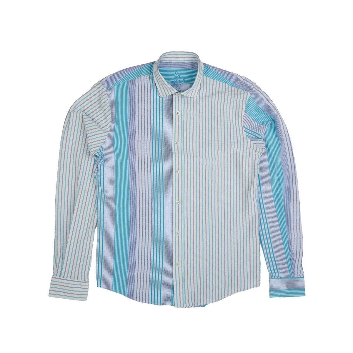 Multi Striped Seersucker Button Down Shirt - Ice Sets Eight-X
