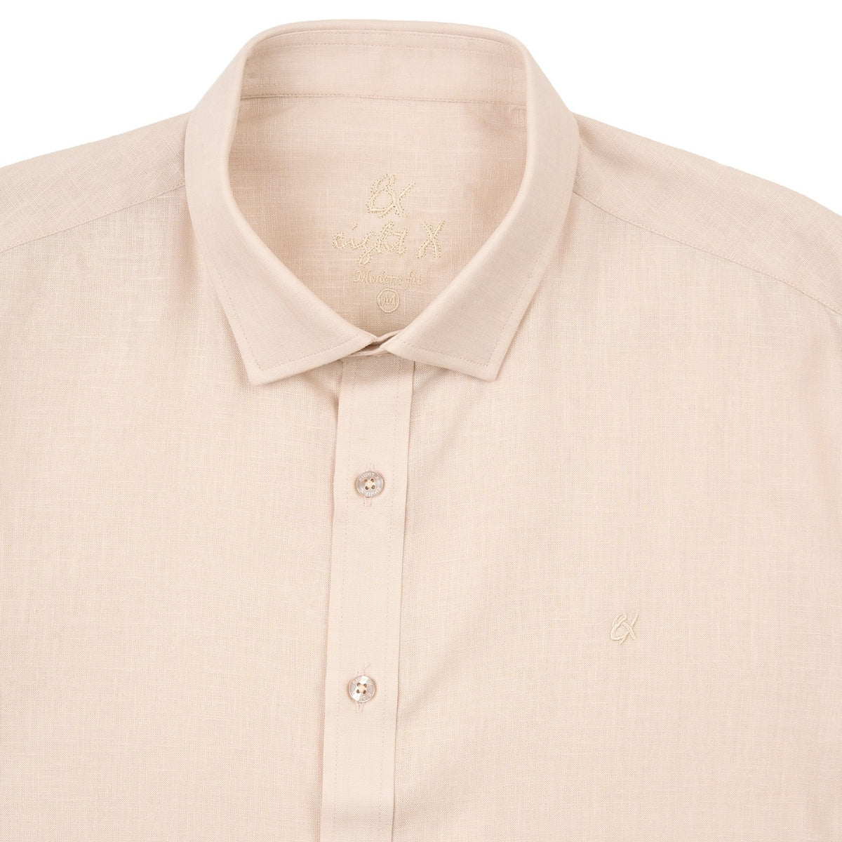 Essential Linen Long Sleeve Button Down Shirt - Beige Short Sleeve Shirts Eight-X