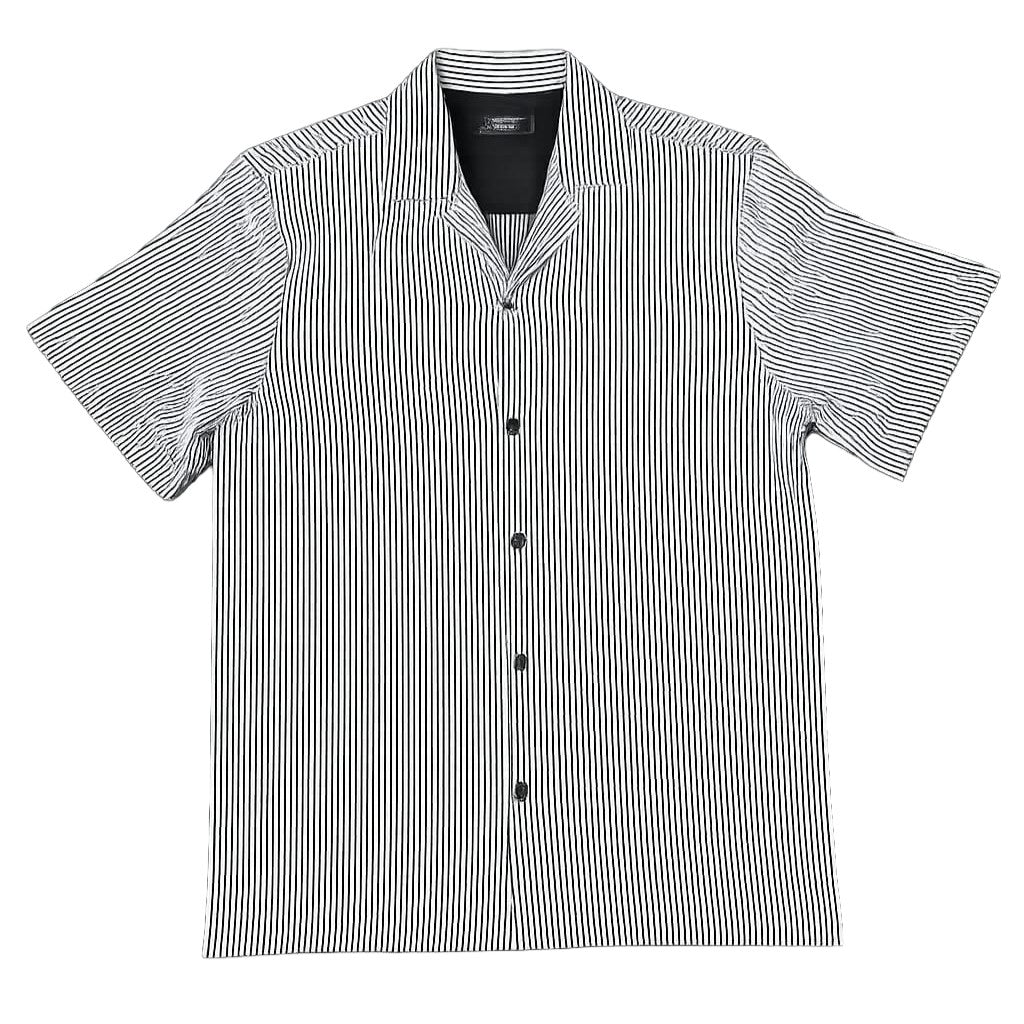 Stripe Short Sleeve + Matching Short Set Button Down Shirts Eight-X BLACK S