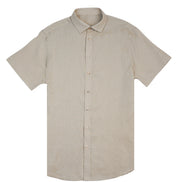 100% Linen Button Short Sleeve Button Down Shirt - Beige Eight-X BEIGE S