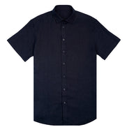 100% Linen Button Short Sleeve Button Down Shirt - Navy Short Sleeve Shirts Eight-X NAVY S