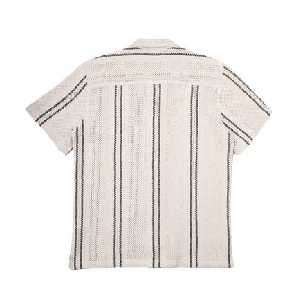Open Gauge Crochet Relaxed Fit Short Sleeve Button Down Shirts Eight-X