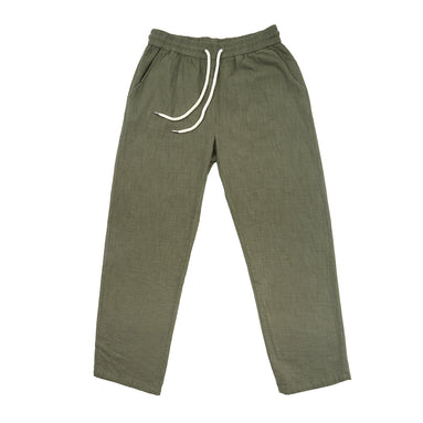 The Drawstring Baggy Pant - Olive Linen Eight-X Olive S