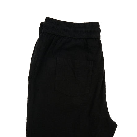 Linen Drawstring Pant - Black Linen Eight-X