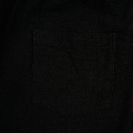 Linen Drawstring Pant - Black Linen Eight-X