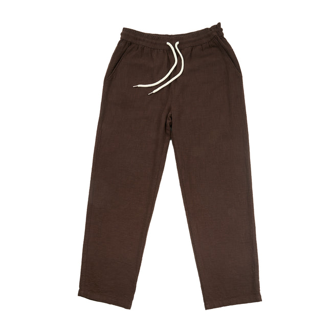 Linen Drawstring Pant - Brown Linen Eight-X BROWN S