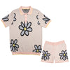 Mod Bloom Knit Short Sleeve and Short Set - Pink Matching Sets Eight-X
