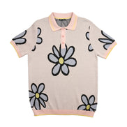 Mod Bloom Knit Short Sleeve and Short Set - Pink Matching Sets Eight-X