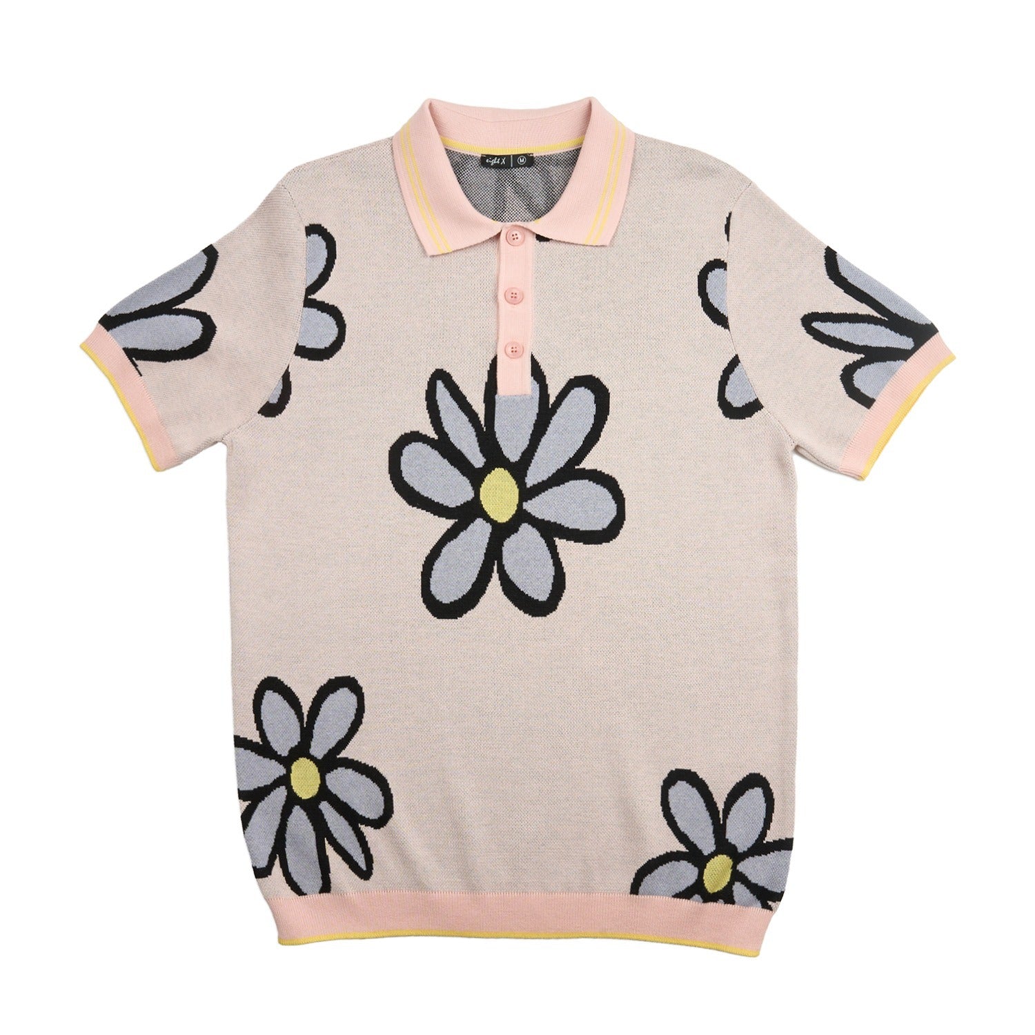 Mod Bloom Knit Short Sleeve and Short Set - Pink Matching Sets Eight-X