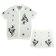 Monochrome Bloom Knit Short Sleeve and Short Set Matching Sets Eight-X