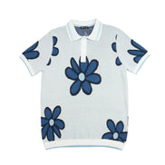 Mod Bloom Knit Short Sleeve and Short Set - White Matching Sets Eight-X