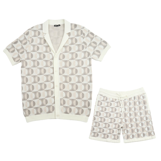 Orbit Knit Short Sleeve and Short Set Matching Sets Eight-X ECRU S