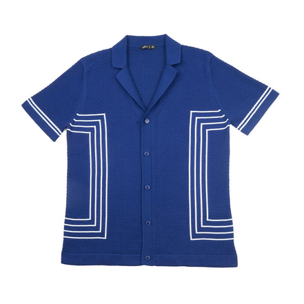 Atlas Knit Short Sleeve Shirt - Blue Knits Eight-X