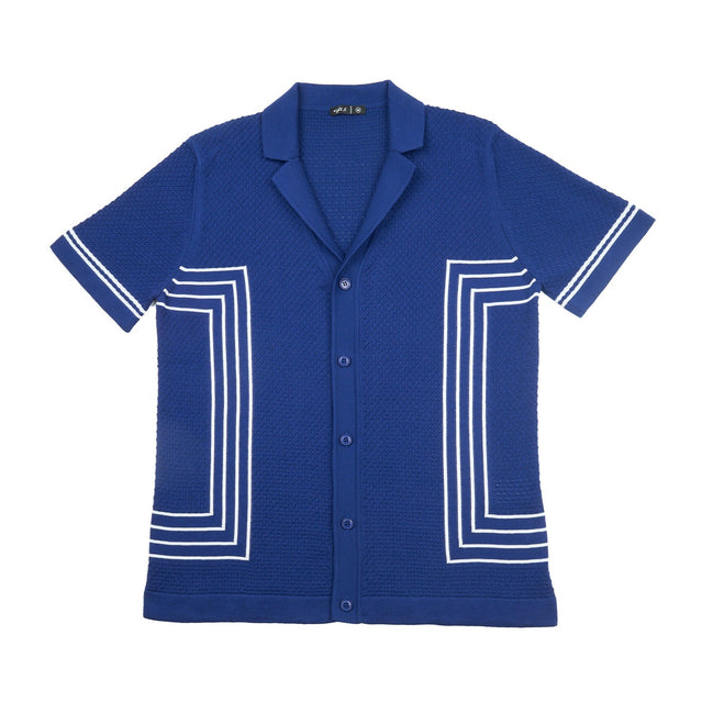 Atlas Knit Short Sleeve Shirt - Blue Knits Eight-X