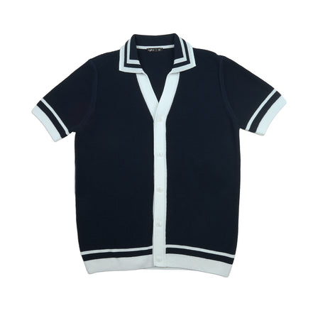 Pier Knit Short Sleeve Shirt - Navy Knits Eight-X