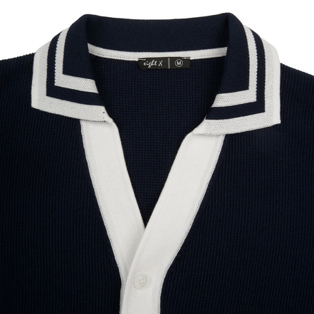 Pier Knit Short Sleeve Shirt - Navy Knits Eight-X