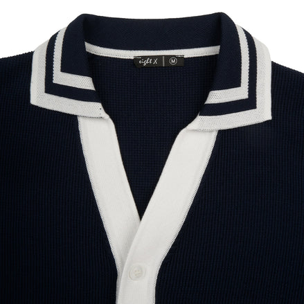 Pier Knit Short Sleeve Shirt - Navy Knits Eight-X