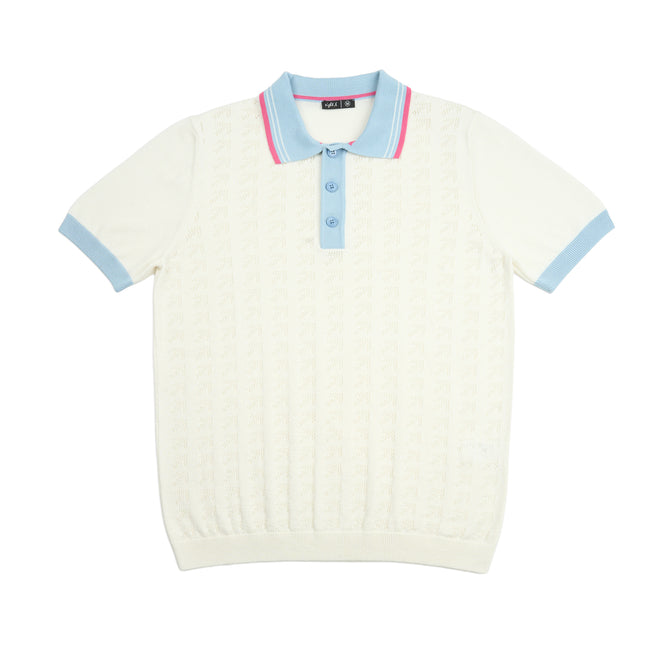 Direction Short Sleeve Knit Polo - White Knits Eight-X