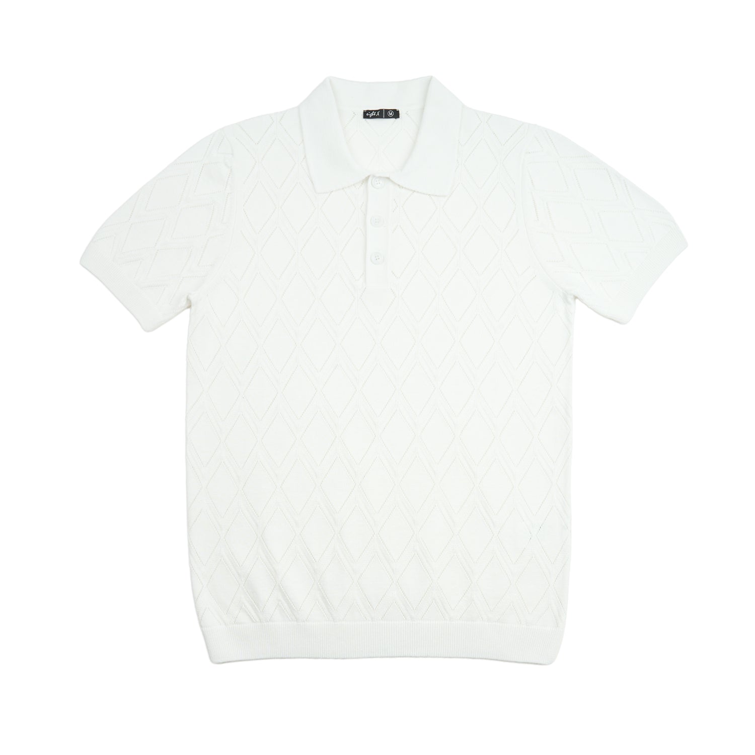 Prism Short Sleeve Knit Polo - White Knits Eight-X