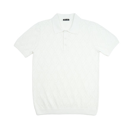 Prism Short Sleeve Knit Polo - White Knits Eight-X