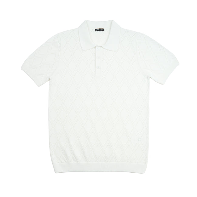 Prism Short Sleeve Knit Polo - White Knits Eight-X