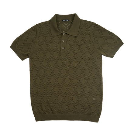 Prism Short Sleeve Knit Polo - Olive Knits Eight-X