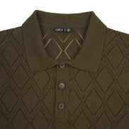 Prism Short Sleeve Knit Polo - Olive Knits Eight-X