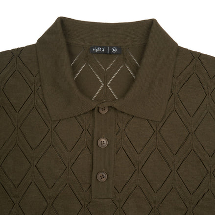 Prism Short Sleeve Knit Polo - Olive Knits Eight-X
