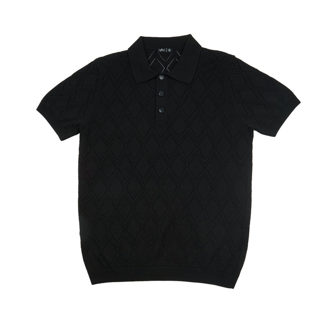 Prism Short Sleeve Knit Polo - Black Knits Eight-X