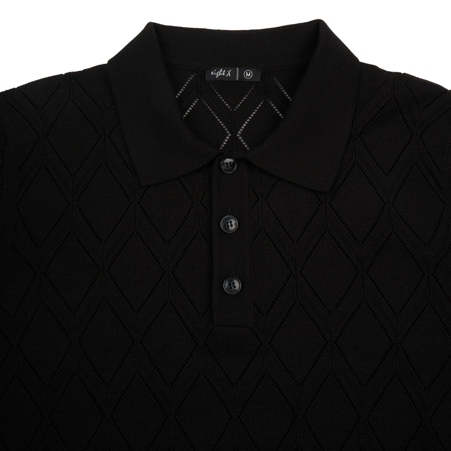 Prism Short Sleeve Knit Polo - Black Knits Eight-X