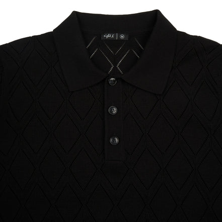 Prism Short Sleeve Knit Polo - Black Knits Eight-X