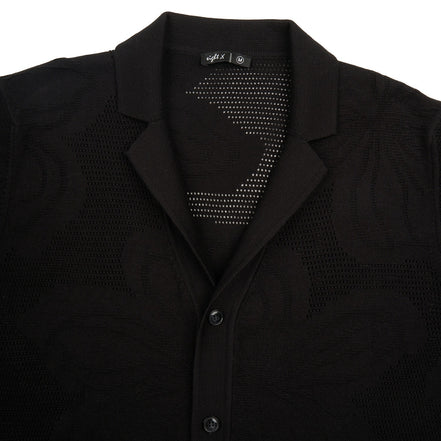 Lily Jacquard Knit Short Sleeve Shirt - Black Knits Eight-X