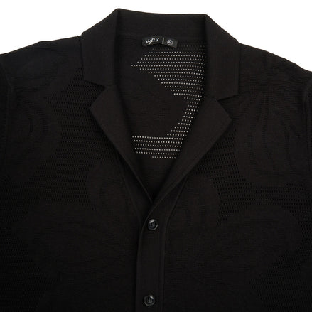 Lily Jacquard Knit Short Sleeve Shirt - Black Knits Eight-X