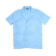 Lily Jacquard Knit Short Sleeve Shirt - Light Blue Knits Eight-X