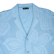 Lily Jacquard Knit Short Sleeve Shirt - Light Blue Knits Eight-X