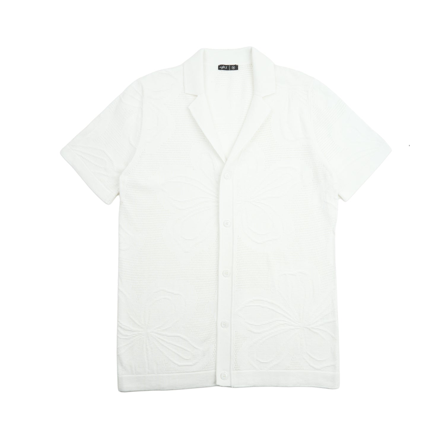 Lily Jacquard Knit Short Sleeve Shirt - White Knits Eight-X