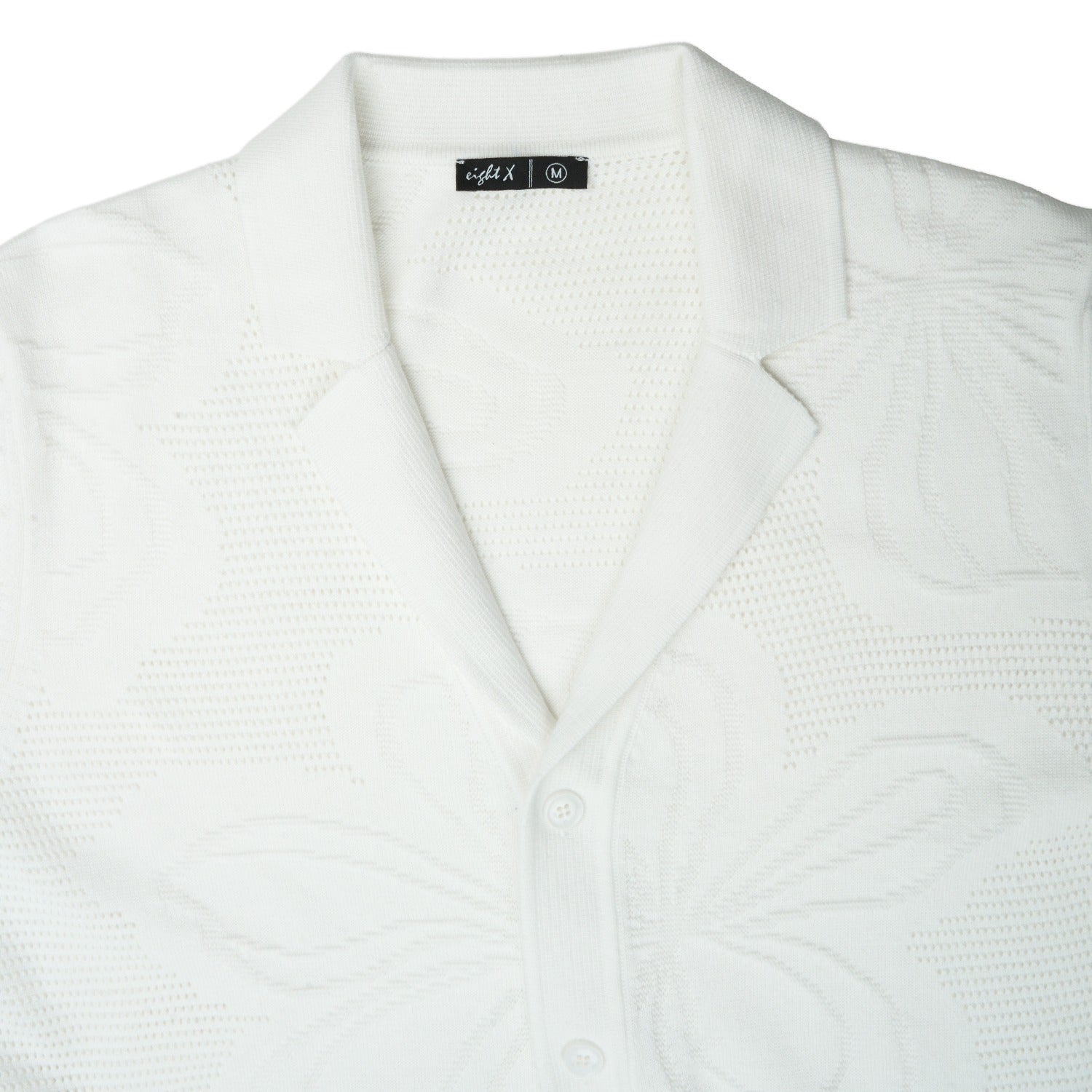 Lily Jacquard Knit Short Sleeve Shirt - White Knits Eight-X