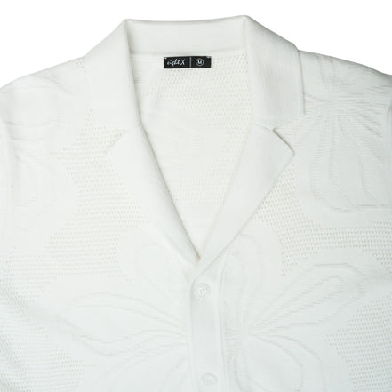 Lily Jacquard Knit Short Sleeve Shirt - White Knits Eight-X
