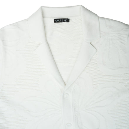 Lily Jacquard Knit Short Sleeve Shirt - White Knits Eight-X