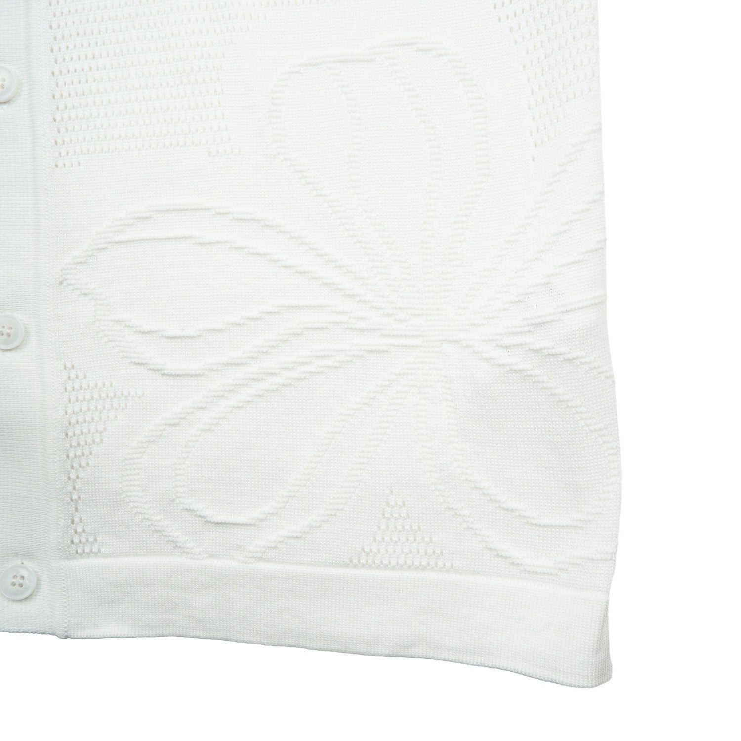 Lily Jacquard Knit Short Sleeve Shirt - White Knits Eight-X