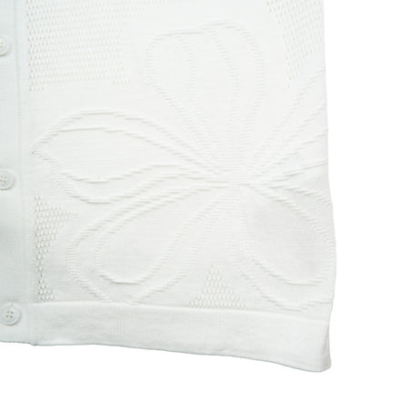 Lily Jacquard Knit Short Sleeve Shirt - White Knits Eight-X