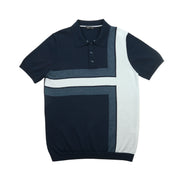 Alignment Short Sleeve Knit Polo - Navy / White Knits Eight-X