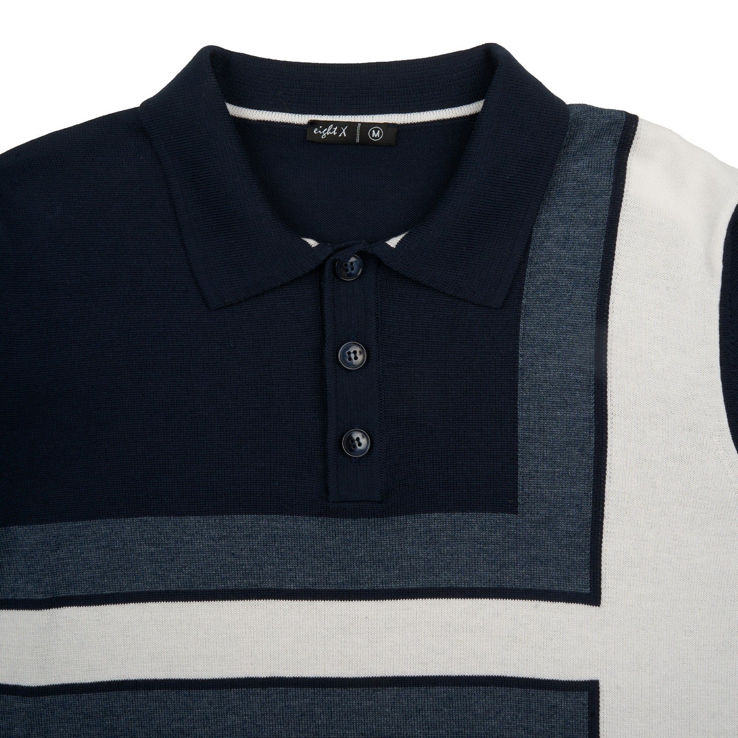 Alignment Short Sleeve Knit Polo - Navy / White Knits Eight-X