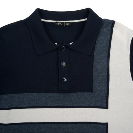 Alignment Short Sleeve Knit Polo - Navy / White Knits Eight-X